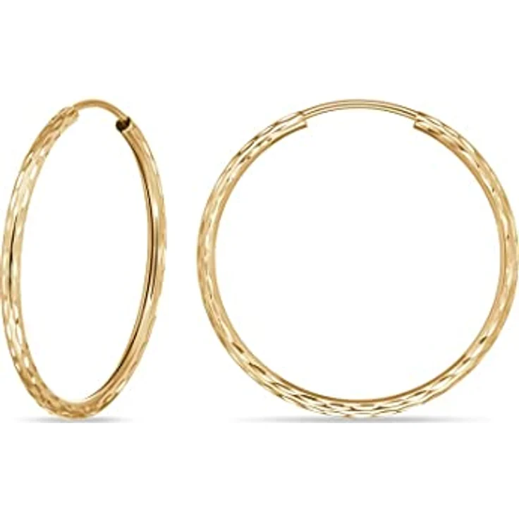 FAVS Creolen 88466446, feine Struktur aus 375er Gelbgold, diamantiert und poliert – Bild 3