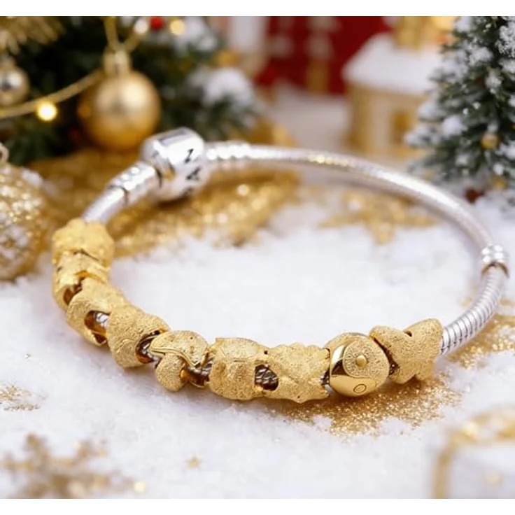 Anduonie Charms Silber 925 Charm Gold Stopper Beads Anhänger für Armbänder, Roter Stern Charm Anhänger, kompatibel mit europäischen Armbändern und Halsketten für Frauen – Bild 5