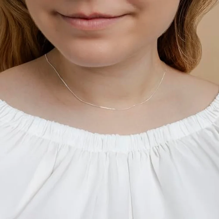 Amberta Echt 925 Sterling Silber Halskette, super dünne 55 cm Panzerkette für Damen und Herren, hochglanzpoliert, leichte und elegante Curb Chain – Bild 2