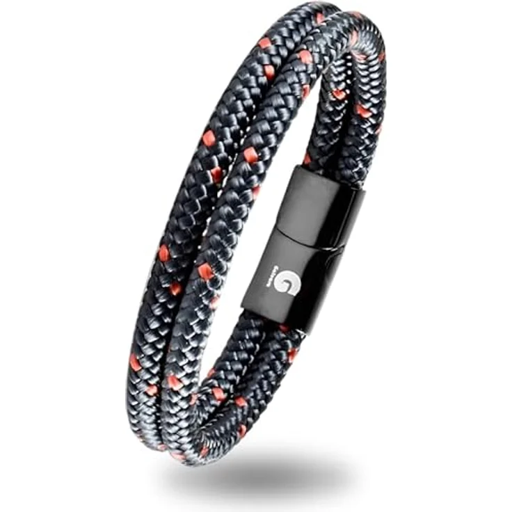 Galeara Segeltau Armband Noa, geflochtenes Nautisches Armband mit Edelstahl Magnetverschluss, 215 mm, Navy – Bild 3