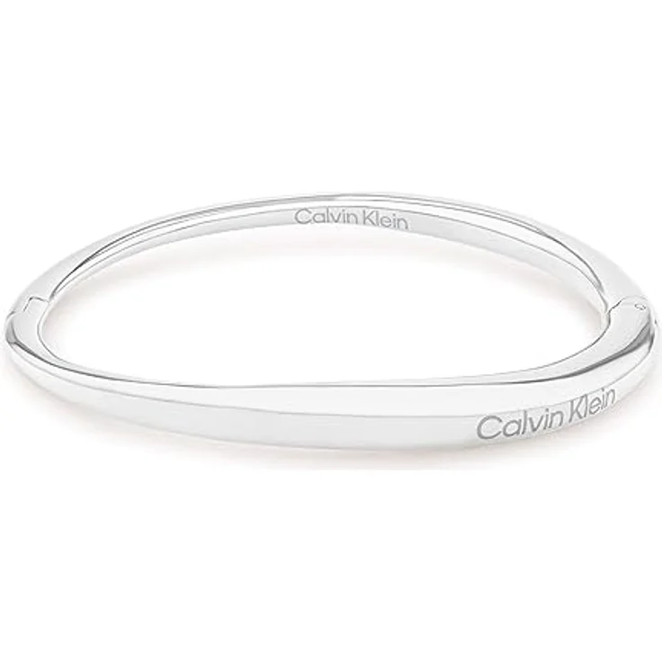 Calvin Klein Armreif ELONGATED DROPS, Damen-Armband aus poliertem Edelstahl mit graviertem Logo, 16 cm Innenumfang, Klappverschluss – Bild 1
