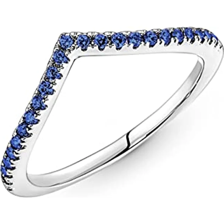 PANDORA Ring Timeless, Damenring aus Silber mit blauen Kristallen, Größe 58 – Bild 4
