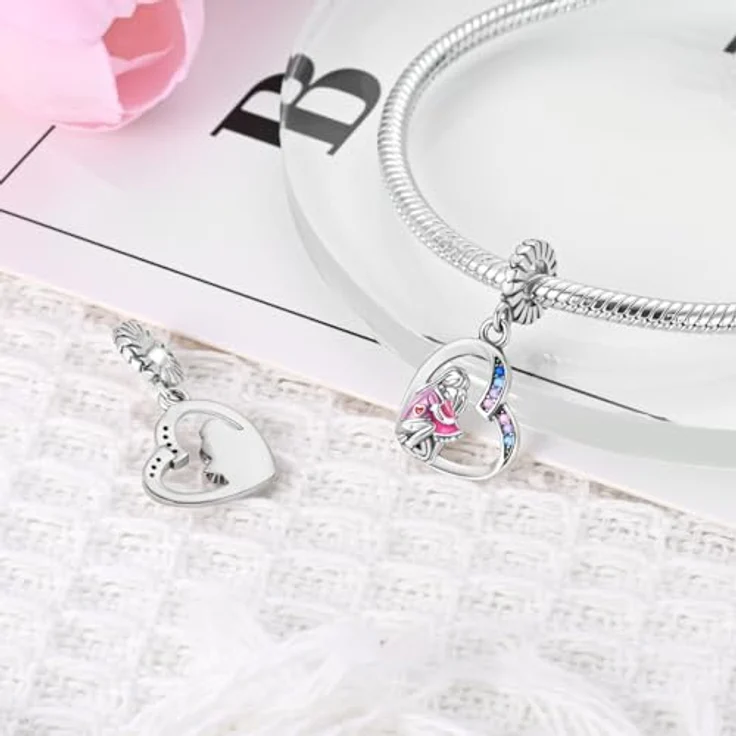 TINSLO Charm Anhänger 925 Sterling Silber mit Zirkonia-Steinen, kompatibel mit Pandora Armband und Halskette für Damen und Mädchen – Bild 2