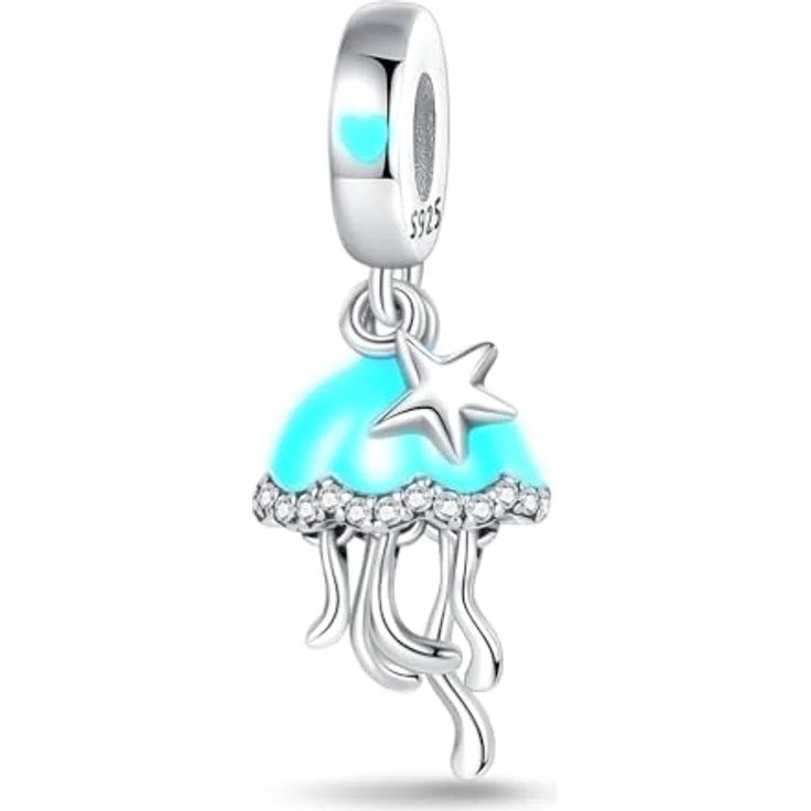 HappyStar Beads Charm, 925 Sterling Silber Dangle Anhänger mit 5A-Zirkonen, passend für europäische Charm-Armbänder, inkl. kostenlose Abstandsperle in beliebiger Farbe – Bild 2