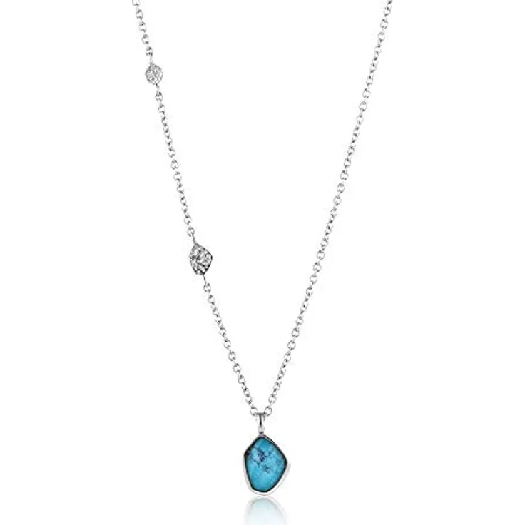 ANIA HAIE MINERAL GLOW Damen Halskette, Türkis Anhänger aus 925er Sterlingsilber, 46cm + 5cm Verlängerung, inkl. Geschenkverpackung