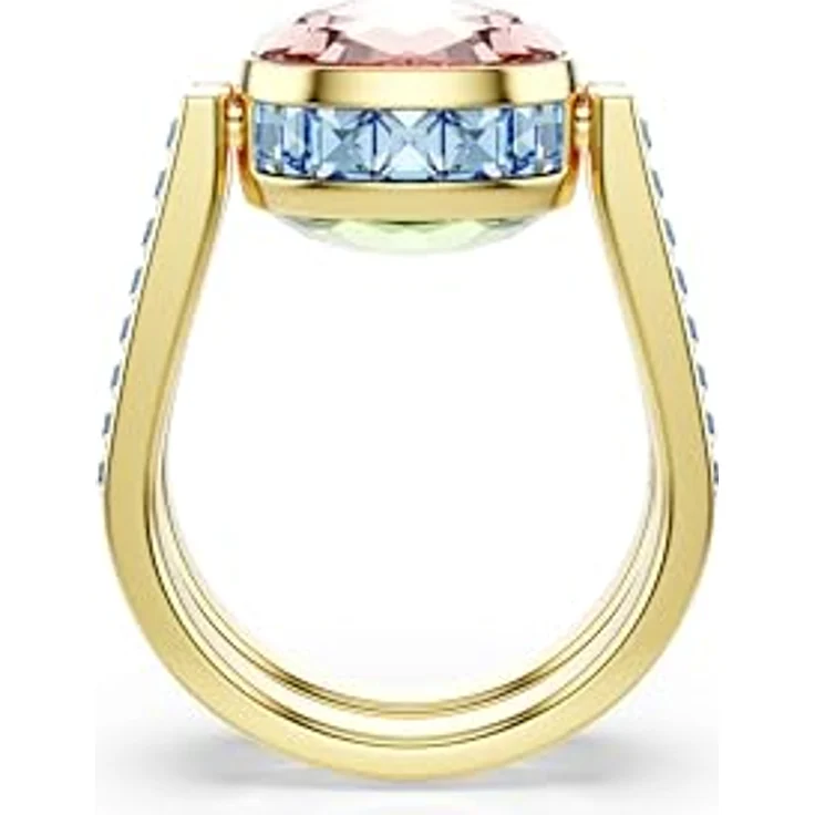 Swarovski Chroma Ring, Vergoldeter Twist-Damenring mit Wendbarem ReCreated Crystal in Grün und Pink, Kleineren Blauen Kristallen, Größe: 60 – Bild 5