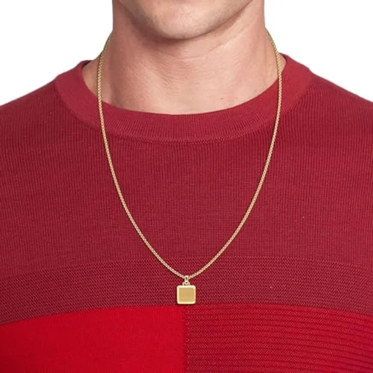 Tommy Hilfiger Jewelry Herren-Halskette aus Edelstahl mit goldener Beschichtung, 61 cm, quadratischer Anhänger mit Flaggen-Design - 2790544 – Bild 3