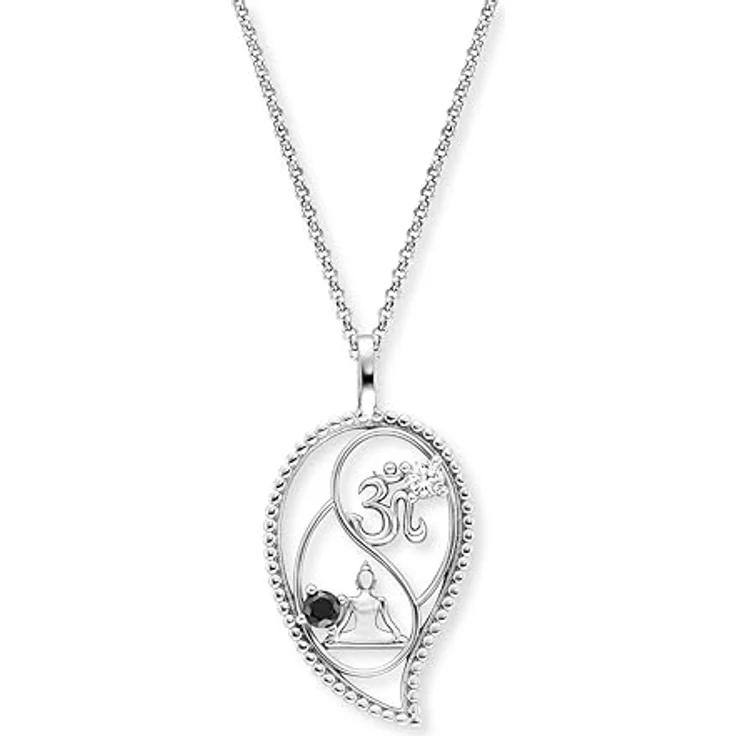 Engelsrufer Damen Halskette 925er Sterling Silber mit Yin Yang Tropfenanhänger, besetzt mit Zirkonia, Länge 42+4+4 cm – Bild 1