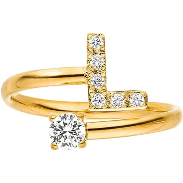 Purelei® Buchstaben Ring L – Wasserfester Damenring aus langlebigem Edelstahl, verstellbar von Größe 50 bis 60, eleganter Modeschmuck für individuellen Stil – Bild 1