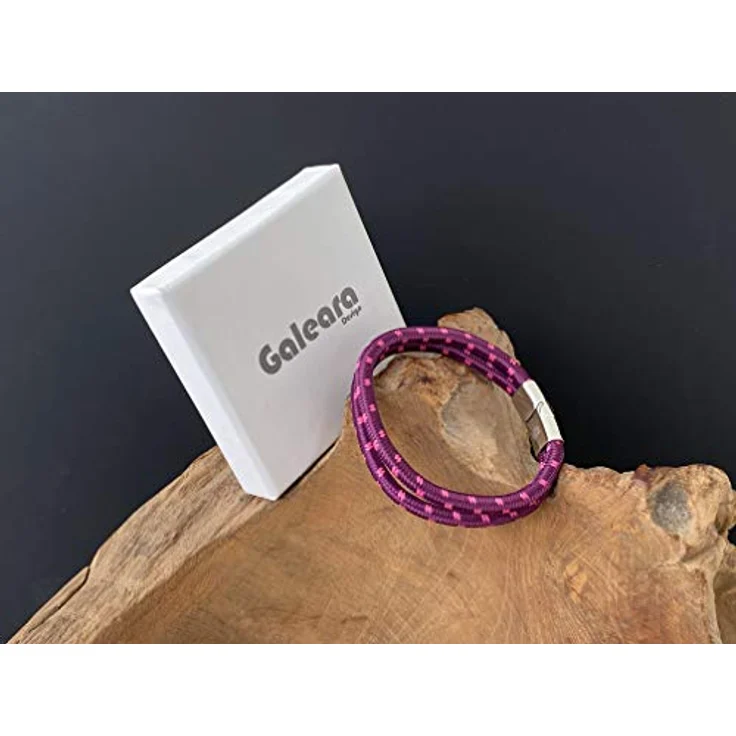 Galeara Noa Segeltau Armband, geflochtenes Surferarmband mit Magnetverschluss, maritim, rosa-lila, Größe 215 mm – Bild 3