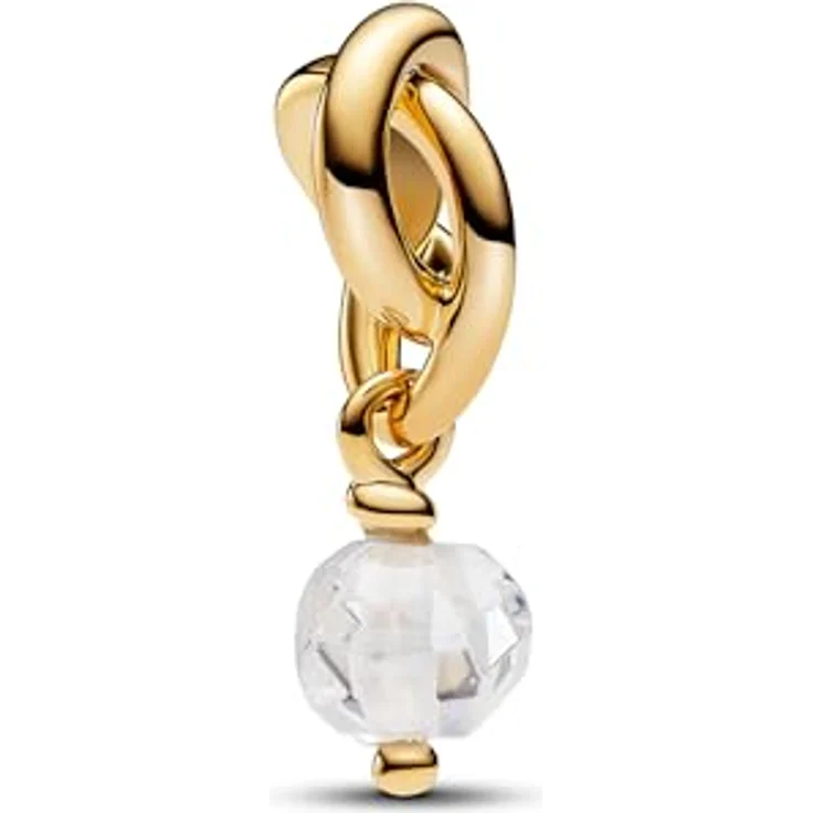 PANDORA Moments Facettierter klarer Ewigkeitskreis Charm-Anhänger, aus Sterling Silber mit vergoldeter Metalllegierung und künstlichem Kristall, kompatibel mit Moments Armbändern, 763462C04 – Bild 1