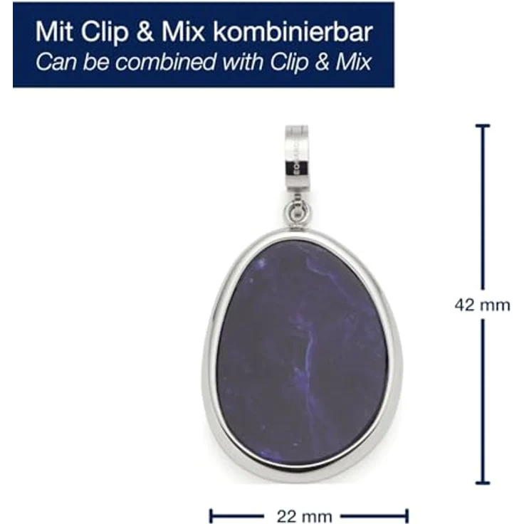 JEWELS BY LEONARDO Anhänger Clip & Mix Prilla, silberfarbener Edelstahl mit blauer Sodalith-Scheibe, 4,2 x 2,2 x 0,8 cm, Schmuck Geschenk für Frauen, 024557 – Bild 2