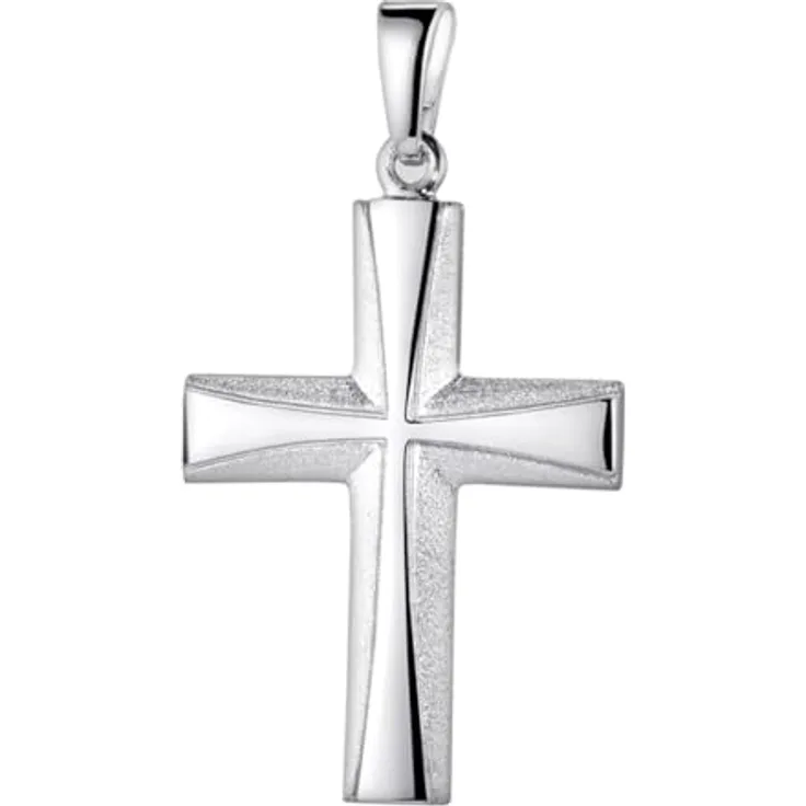 Materia Kreuz Anhänger Herren Silber 925 echt, rhodiniert und hochglanzpoliert, 17 x 30mm