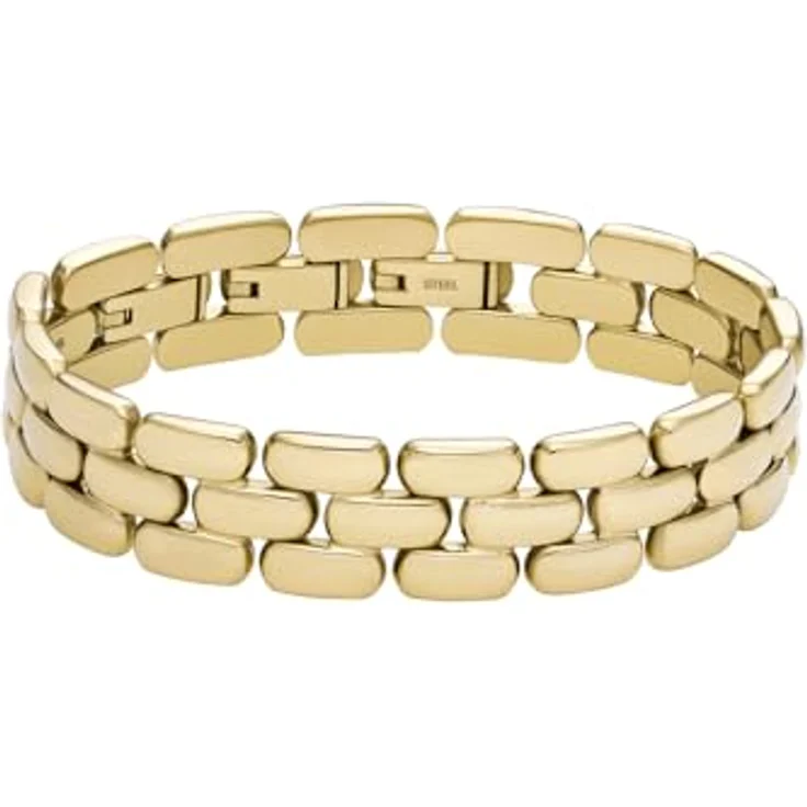 Fossil Herrenarmband aus Edelstahl, goldfarben mit Faltverschluss und poliertem Finish – Bild 1