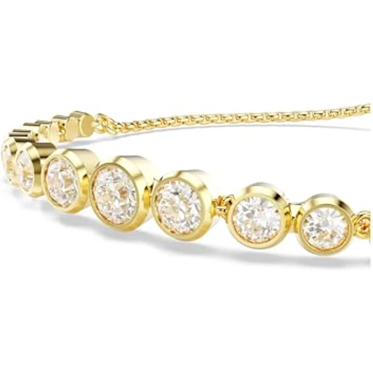 Swarovski Imber Tennis Armband, Vergoldetes Damenarmband mit Weißen Kristallen, 24 cm, Kugelschiebeverschluss – Bild 4