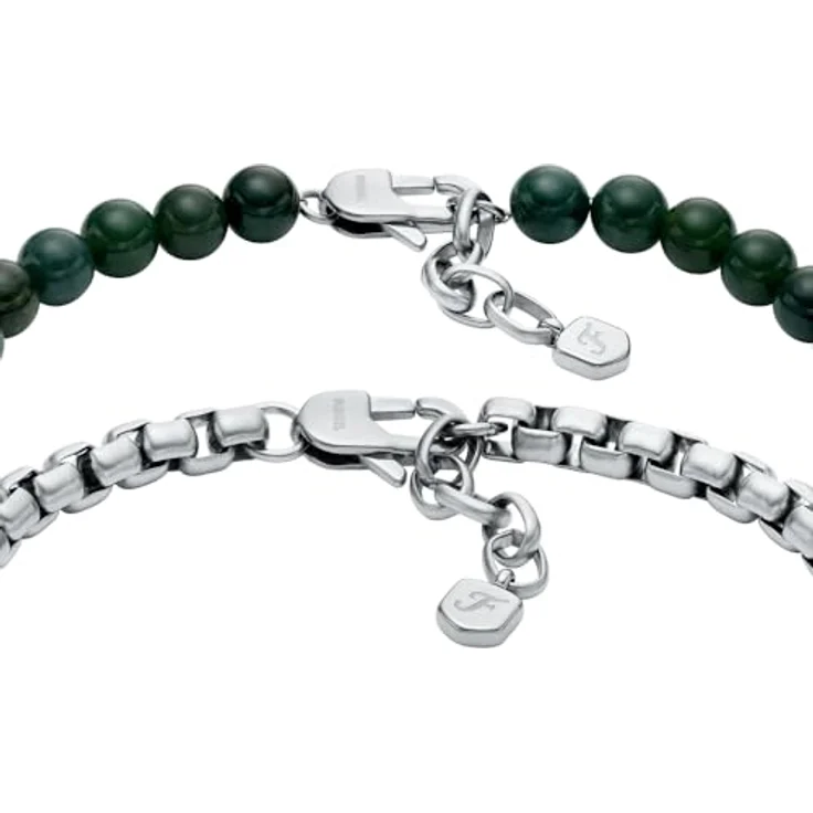 Fossil Herren Edelstahlarmband JF04940SET, silberfarben, gebürstetes Finish, mit sicherem Karabinerverschluss, 19 cm + 2,5 cm verstellbar – Bild 4