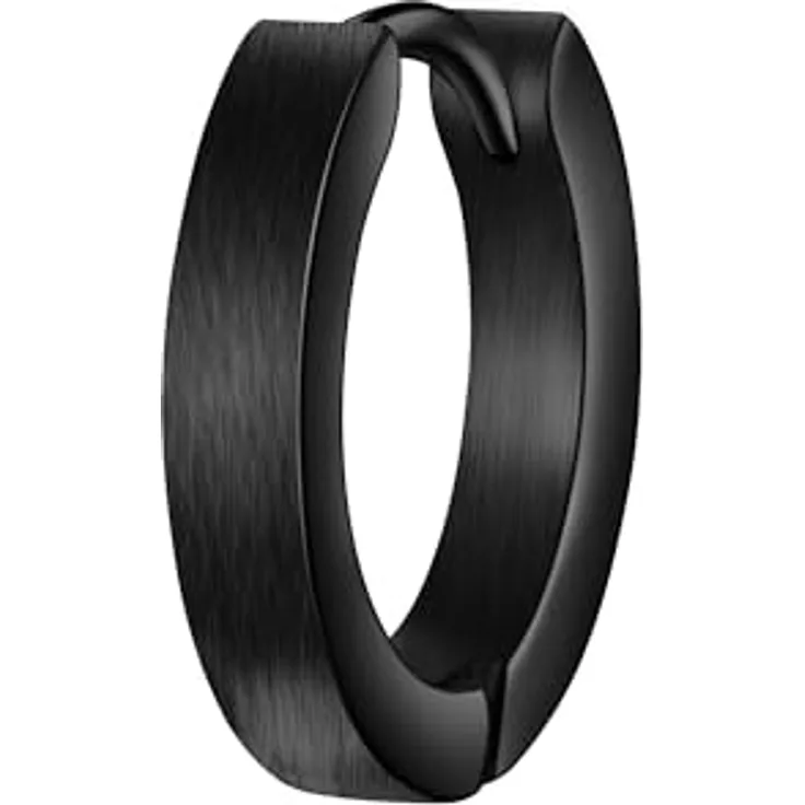 True Rebels Herren Creole aus schwarz rhodiniertem Edelstahl, Klappverschluss, mattiert, 15,5 mm