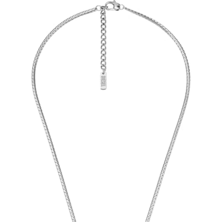 Diesel Oval D Logo Herren Halskette, silberfarbener Edelstahl mit poliertem Finish, 50 cm Länge – Bild 5