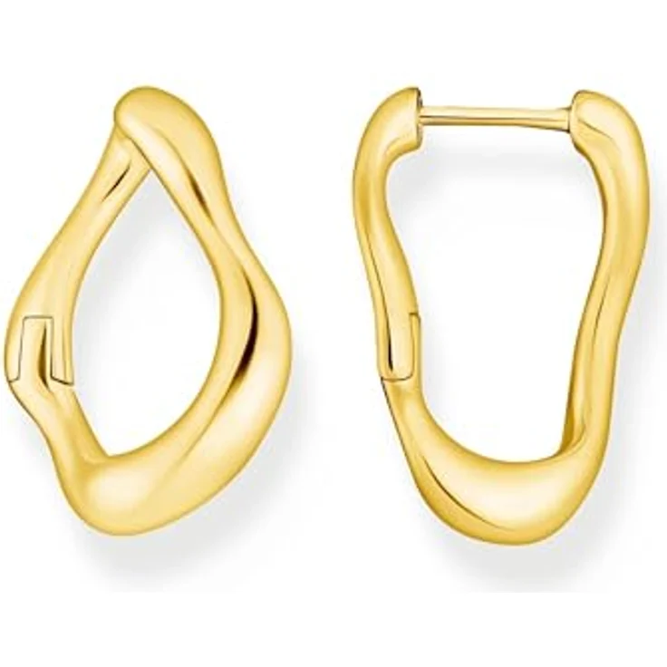 THOMAS SABO Paar Creolen Natural Beauty, kleine vergoldete Silber 925 Creolen in Gelbgold, circa 23 mm – Bild 1