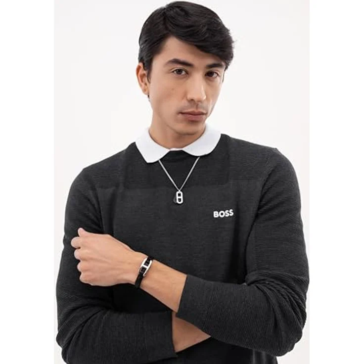 BOSS KODE Collection Herren-Armband mit schwarzem Leder, Edelstahlverschluss und BOSS Logo, 190 mm – Bild 4