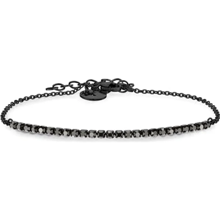 Tamaris Tennis-Armband Damen, Edelstahl IP Black mit Zirkoniasteinen, größenverstellbar und wasserfest – Bild 1