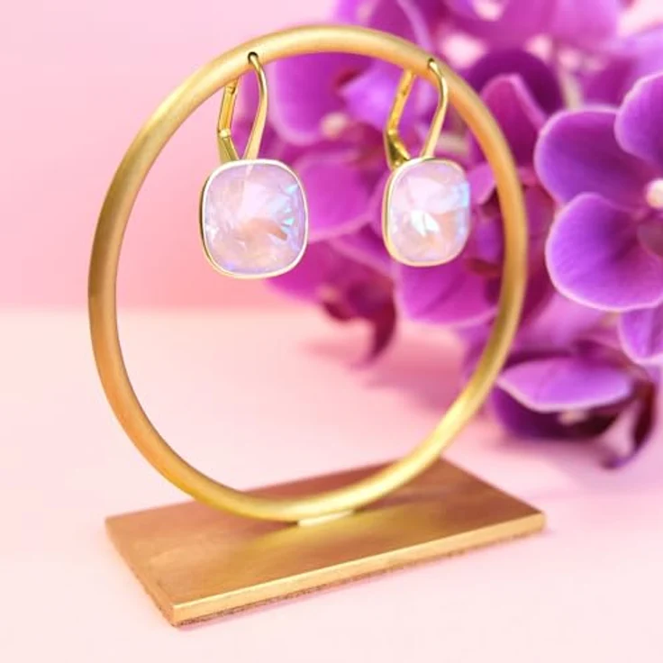 Nobel Ohrhänger Lavender Delite, 925 Silber vergoldet mit rosa Kristallen, Damen-Ohrringe – Bild 5