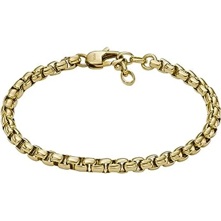 Fossil Herren-Gliederarmband All Stacked Up, Edelstahl goldfarben mit poliertem Finish, 200mm+20mm, Karabinerverschluss – Bild 1