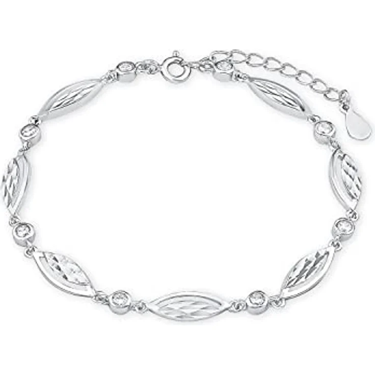 Amor Damen-Armband, Sterling Silber 925, verstellbar mit synthetischen Zirkonia, rhodiniert, 17,5 cm + 3 cm Verlängerung – Bild 1