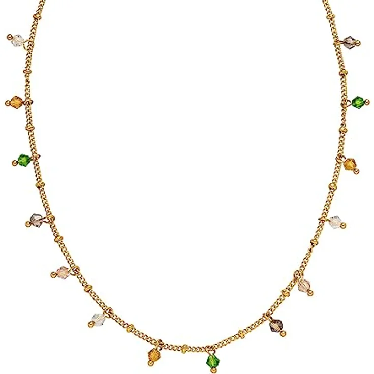 Purelei Boho Halskette, Wasserfestes Goldkette aus Edelstahl mit bunten Glasperlen, 40-45 cm verstellbar, Damen Schmuck – Bild 2