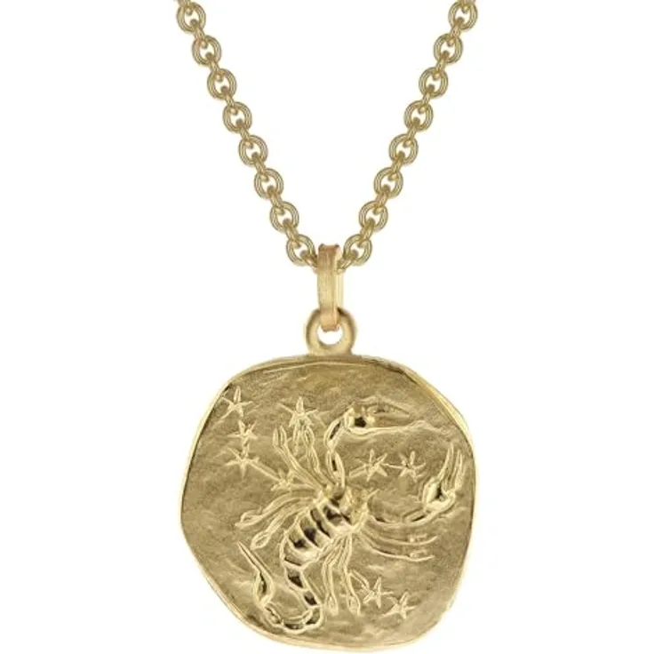 trendor Skorpion Sternzeichen Herrenkette Gold auf Silber, Ø 20 mm, 60 cm, zeitloser Halsschmuck aus 925er Silber, Geschenkidee für Männer