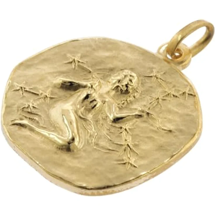 trendor Jungfrau Sternzeichen Herrenkette Gold auf Silber, Ø 20 mm, vergoldete Rundanker-Kette 50 cm, hochwertiger Halsschmuck aus Silber 925, Geschenkidee für Herren – Bild 2