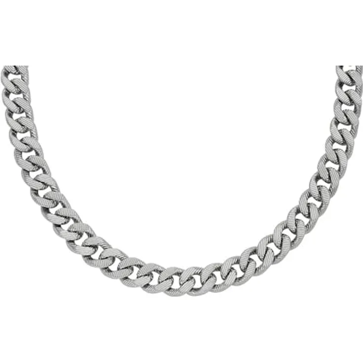 FOSSIL Herrenkette Harlow Linear Texture Chain, Edelstahl in Silber mit Karabinerverschluss