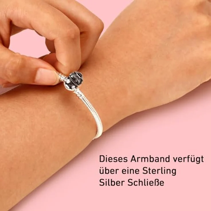 APUUESN Charms Anhänger Armband mit Herz Verschluss, 17CM, Sterling Silber S925, Hypoallergen, Geschenk für Frauen – Bild 4