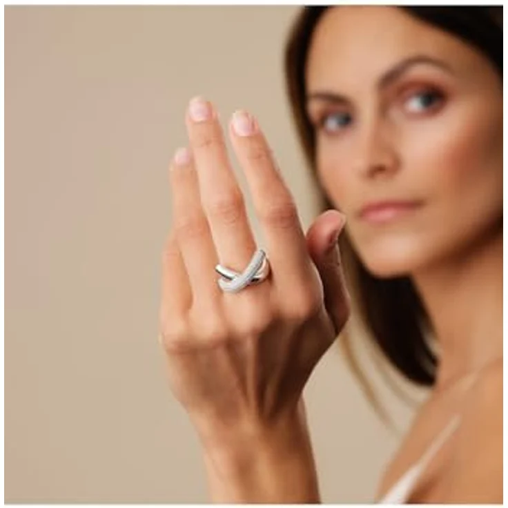 JETTE Damenring 925er Silber mit 140 Zirkonia, Ringgröße 57, Silber – Bild 4