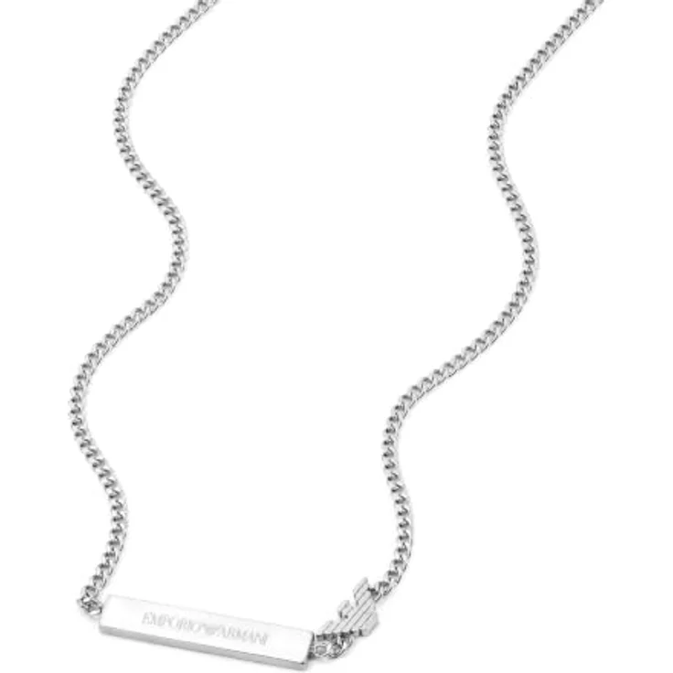 Emporio Armani Silberfarbene Herren Halskette EGS3309040, Edelstahl mit mattem und glänzendem Finish, 525 mm Länge – Bild 2