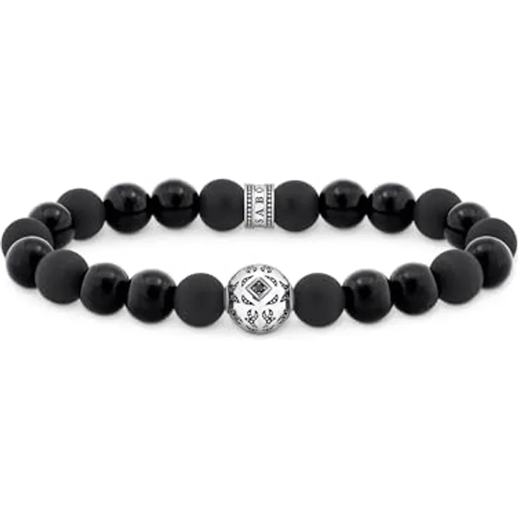 THOMAS SABO Beads-Armband, aus Obsidian und geschwärztem 925 Sterlingsilber, Herren-Armband