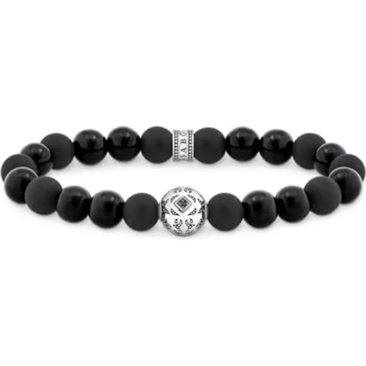 THOMAS SABO Beads-Armband, aus Obsidian und geschwärztem 925 Sterlingsilber, Herren-Armband – Bild 1