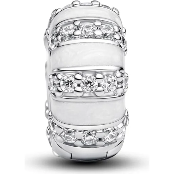 PANDORA Moments Steine & Emaille Clip-Charm, Sterling Silber mit Zirkonia, kompatibel mit Moments Armbändern, kühle Farben, 793785C01 – Bild 1