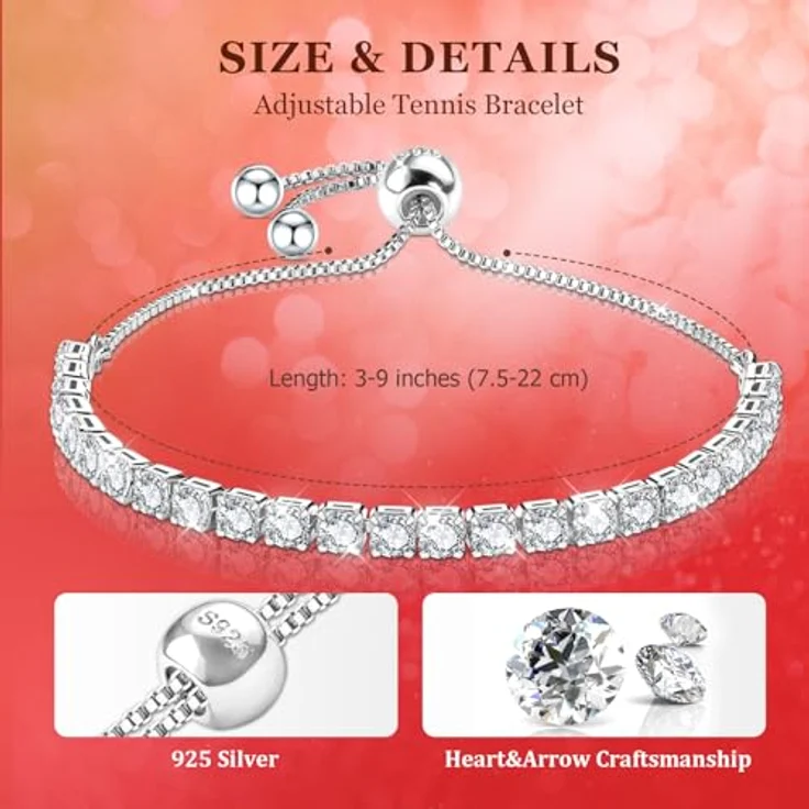 J.Fée Tennisarmband Silber 925, Armband mit AAAAA Zirkonia, verstellbar für Damen, elegantes Geschenk in Geschenkbox – Bild 2