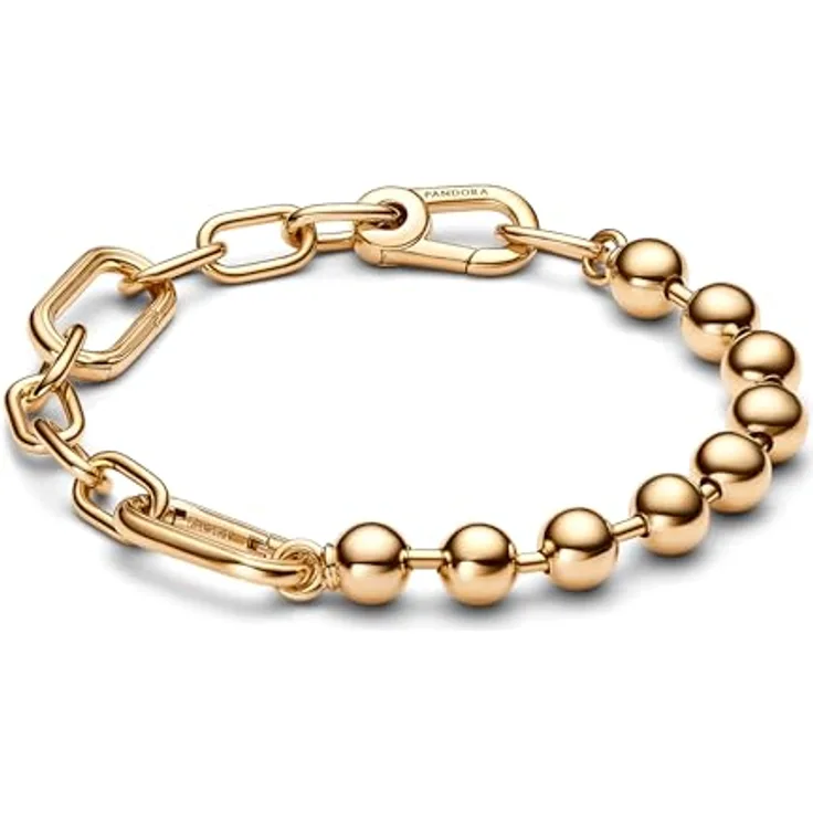 PANDORA ME Metallperlen & Gliederkettenarmband, Sterling Silber mit 14 Karat vergoldeter Metalllegierung, Größe: 17cm, kompatibel mit ME, 562793C00-3