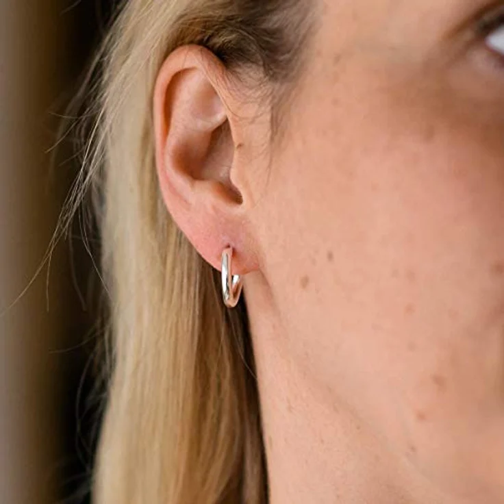 Materia Creolen Ohrringe, 925 Sterling Silber, 15mm dünn, unisex, mit Steckverschluss, in hochwertiger Schachtel – Bild 3