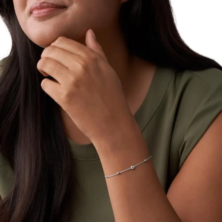 Fossil Glitz By The Yard, Damen-Armband aus Sterlingsilber, Gesamtlänge 16,5 cm + 1,2 cm + 1,2 cm, silber, Hummerverschluss – Bild 2