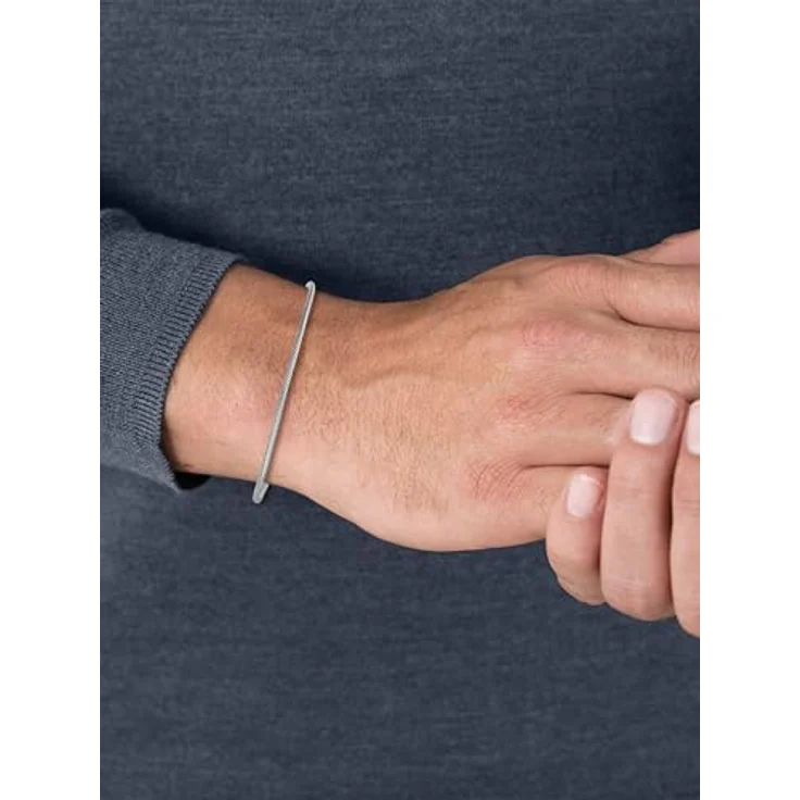 True Rebels Edelstahl Schlangenarmband für Herren, silber, mit Karabinerverschluss, kratzfest und robust – Bild 4