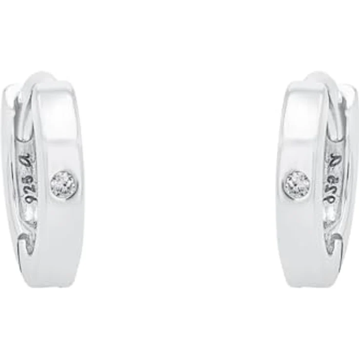 Amor Creolen 925 Sterling Silber, Damen Ohrschmuck mit synthetischen Zirkonia, 1 cm, in Schmuck Geschenk Box – Bild 2