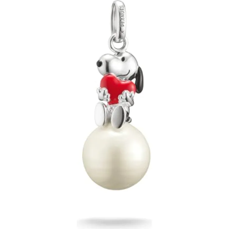 THOMAS SABO Kettenanhänger Snoopy mit Herz auf Schneeball, recyceltes Silber 925, mit imitativer Perle