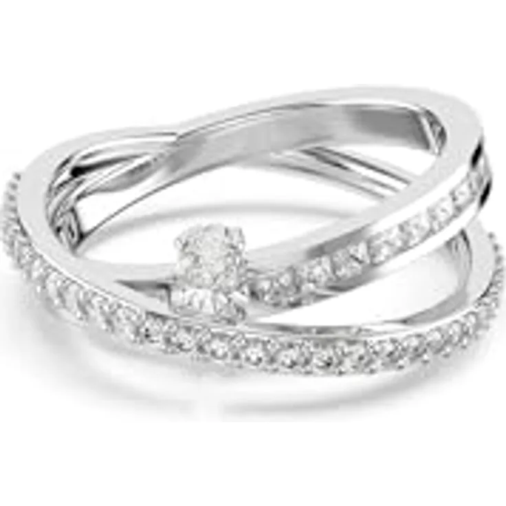Swarovski Hyperbola Ring, Rhodinierter Damenring mit Klarem Swarovski Zirconia und Oval-Schliff
