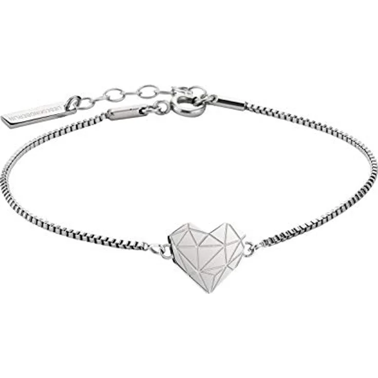 LIEBESKIND Damen Armband Herz, Edelstahl Silber, 20 cm, Venezianerkette mit Karabinerverschluss – Bild 1