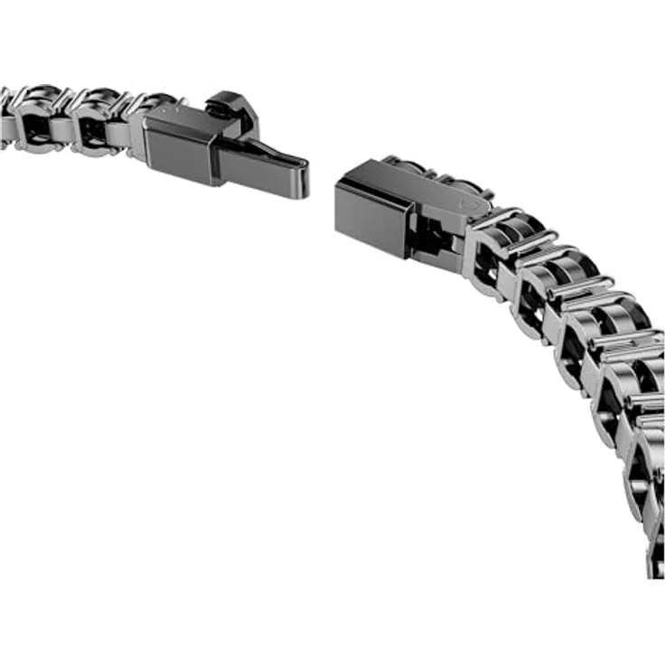 Swarovski Matrix Tennis Armband, Ruthenierte Armkette mit schwarzen Keramikelementen und Kastenverschluss, 15.5 cm – Bild 3