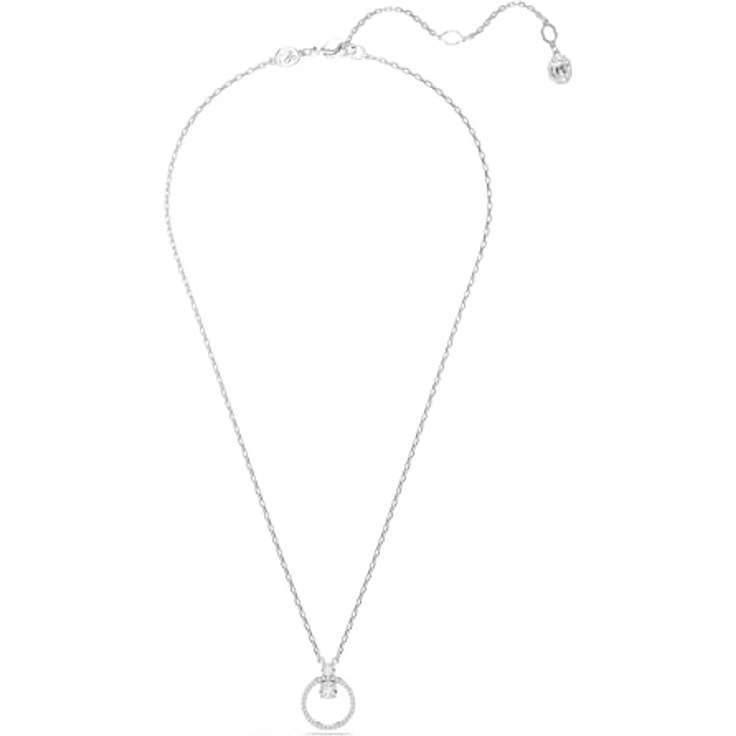 Swarovski Constella Halskette, Weiße Rhodinierte Damenhalskette mit Kreisanhänger und Strahlenden Kristallen im Rundschliff – Bild 2