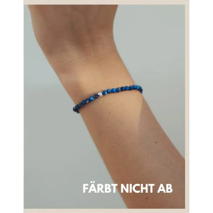 GD GOOD.designs Lapislazuli Armband Damen, facettiertes Naturstein-Armband mit 925 Silber Perle für Handgelenke 15–19 cm, inkl. Geschenkbeutel – Bild 5